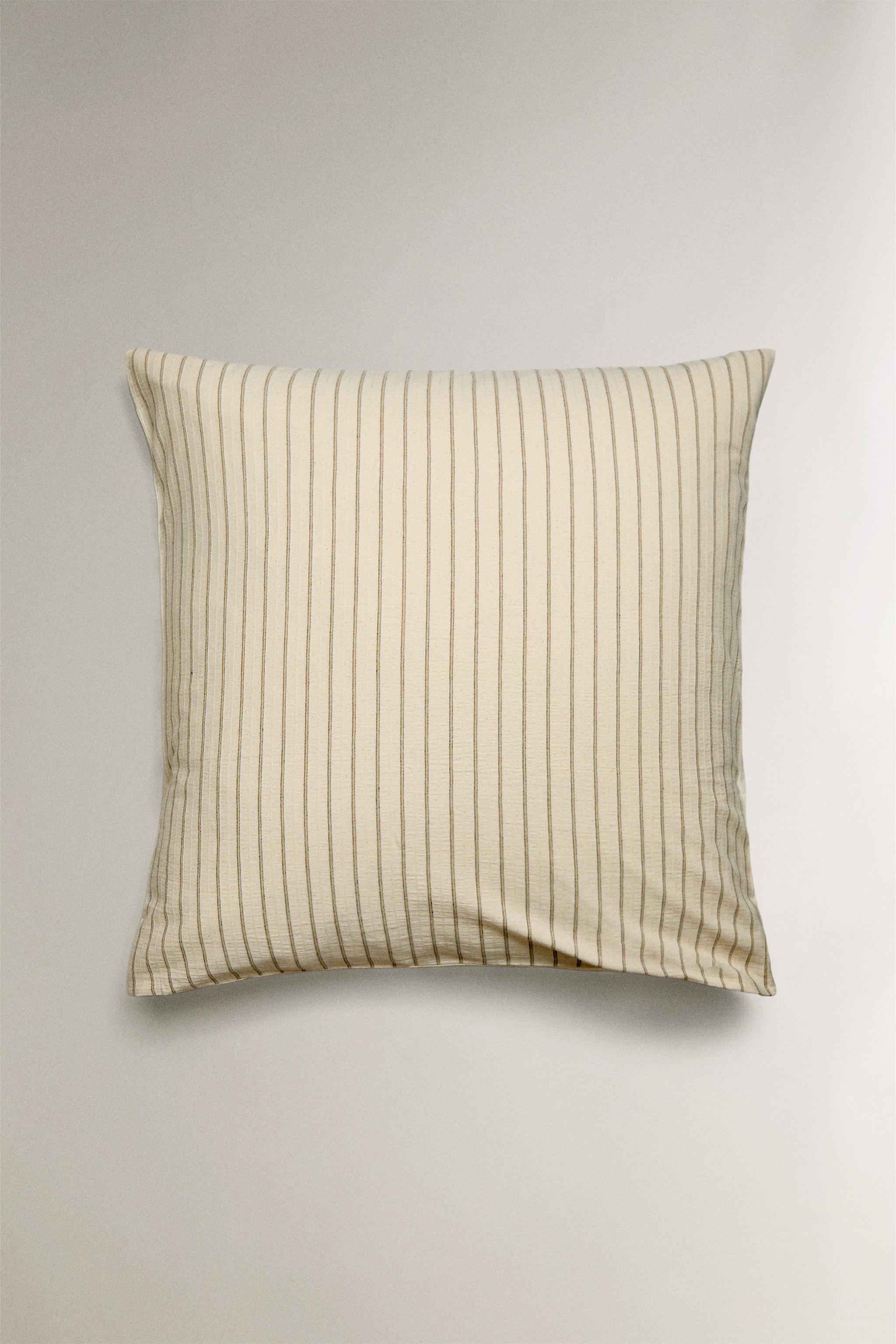CRINKLE STRIPED COTTON PILLOWCASE
